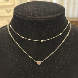 Vintage Silver Tone Dainty Heart Double Layered Choker Statement Necklace